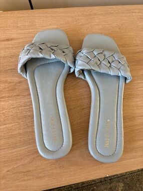 Light Blue Braided Slide Sandals - Women 12